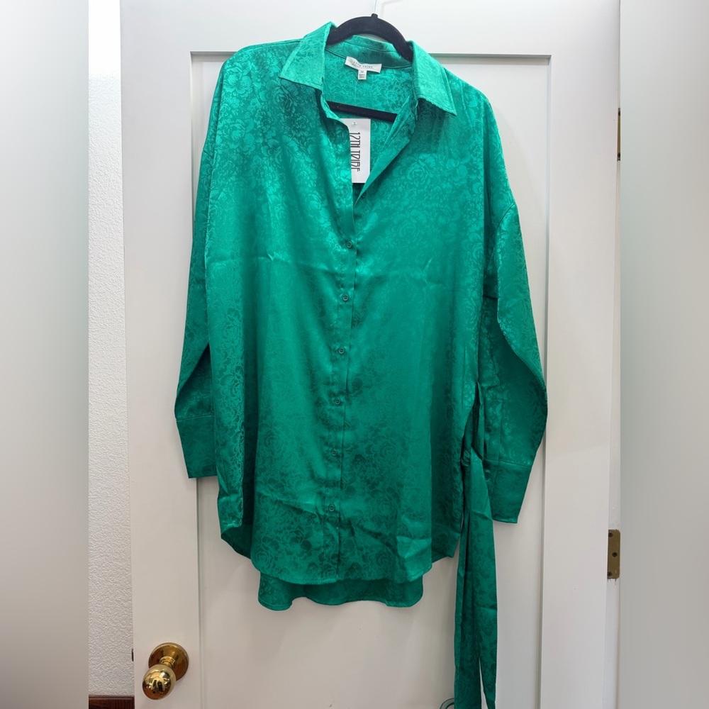 12th Tribe After Party Emerald Jacquard Dress